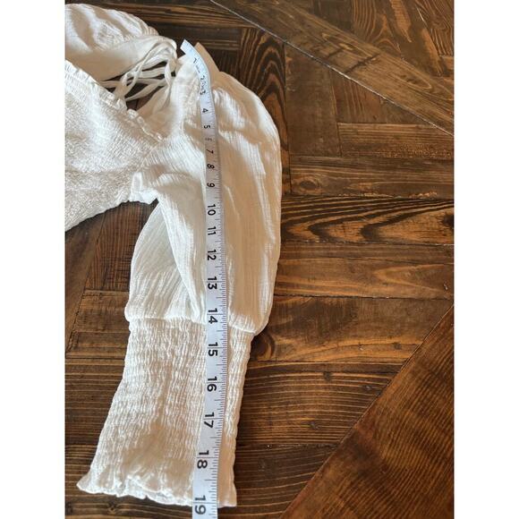 Peasant CottageCore Pirate Top Women Small Festival Sheer Smocked Cowgirl Boho - Picture 6 of 7